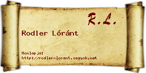Rodler Lóránt névjegykártya